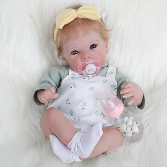 🆕18-Inch Realistic Baby with Blonde Hair and Weighted Cloth Body Toddler Girls - Picture 5 of 13